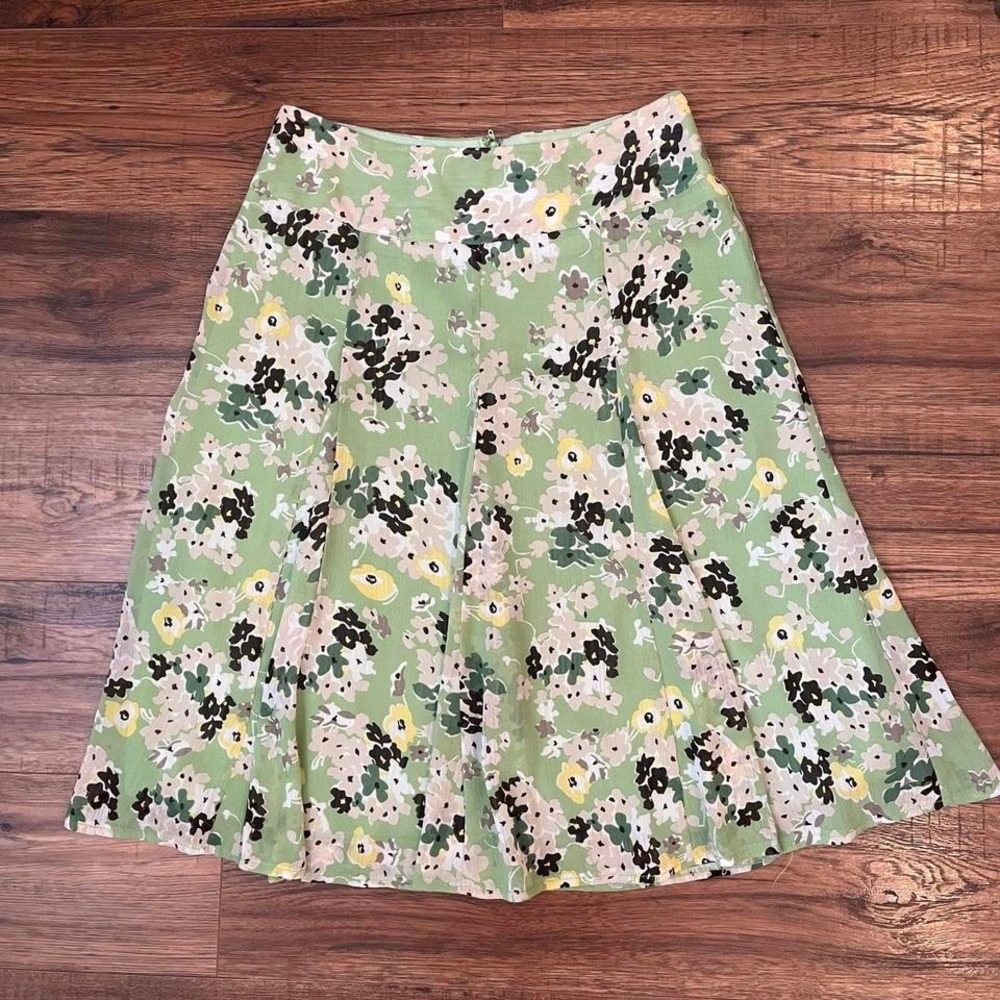 Reitmans Y2K Green Floral Midi Skirt Lightweight Aline Women Small Boho Cottage